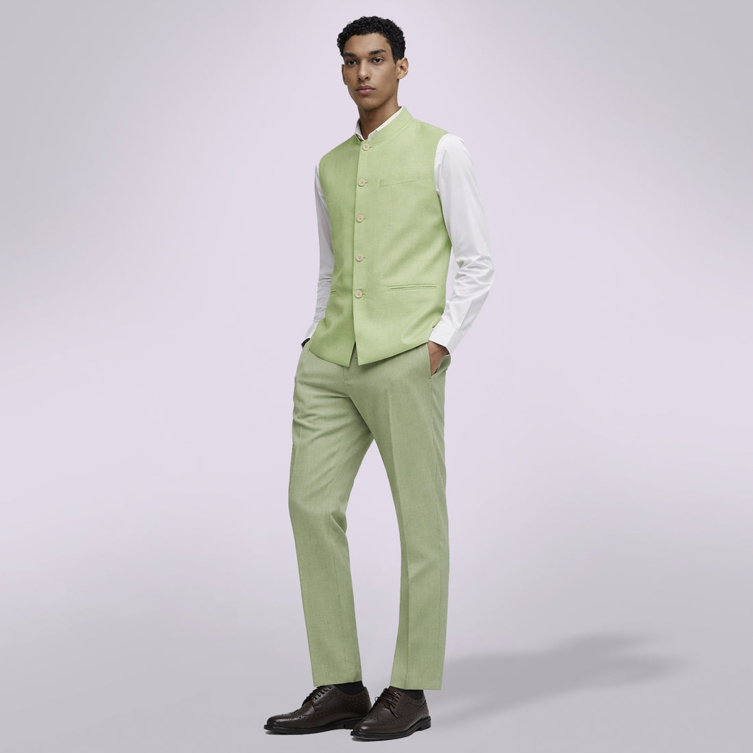 Verdant Opal - Solid Palette Mandarin Vest