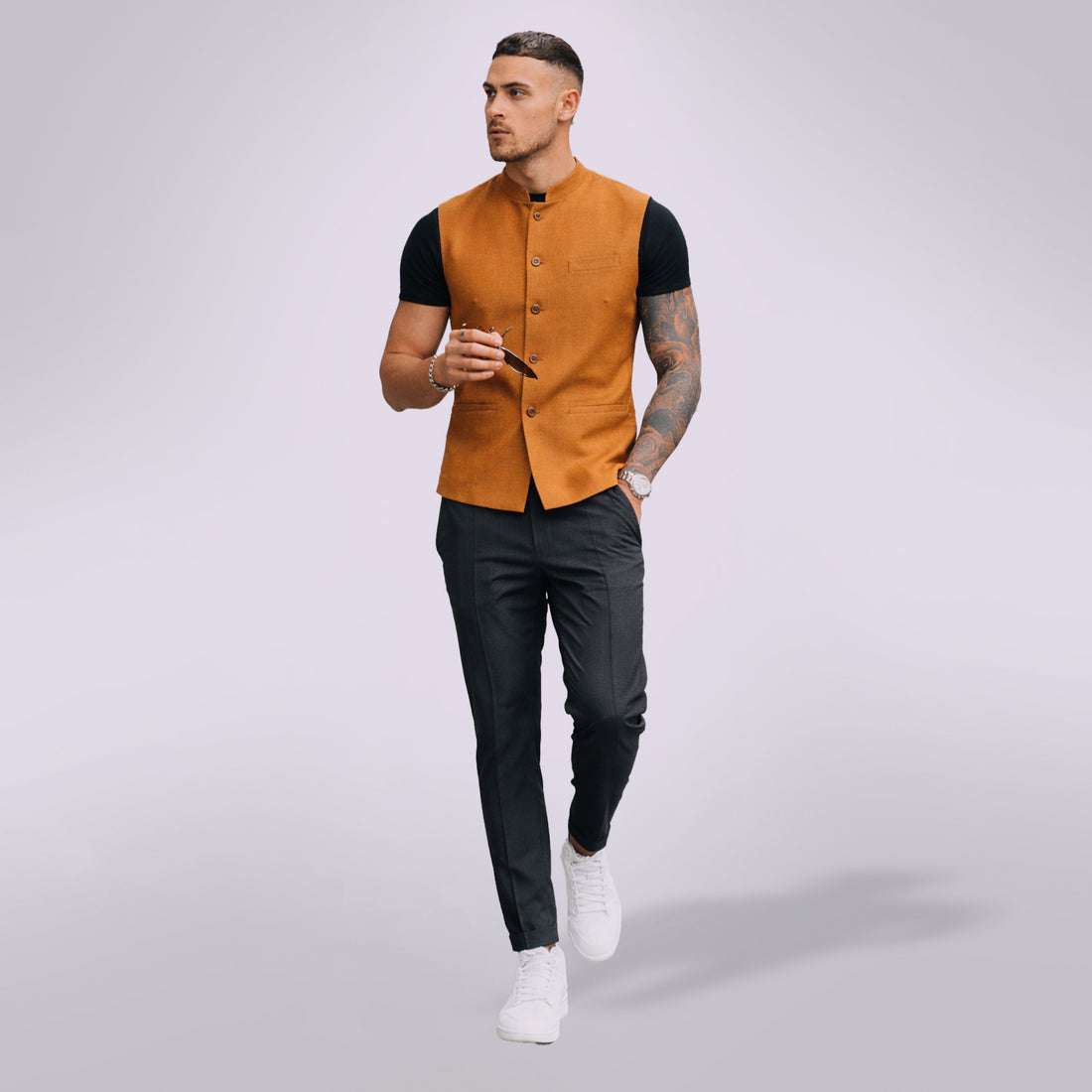 Imperial Saffron - Solid Palette Mandarin Vest